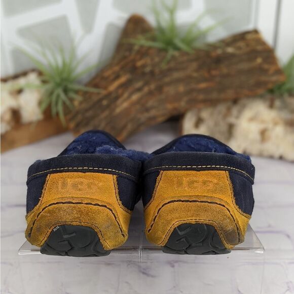 UGG Mens ASCOT Suede Shearling Lined Moccasin Slippers Blue/Yellow main image 13